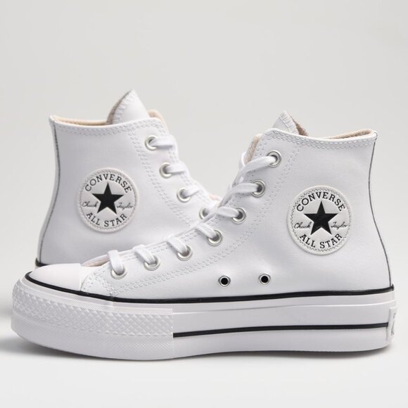 Converse Chuck Taylor All Star Platform WHITE Leather High Top MENS SIZE 10 NEW - Picture 11 of 13